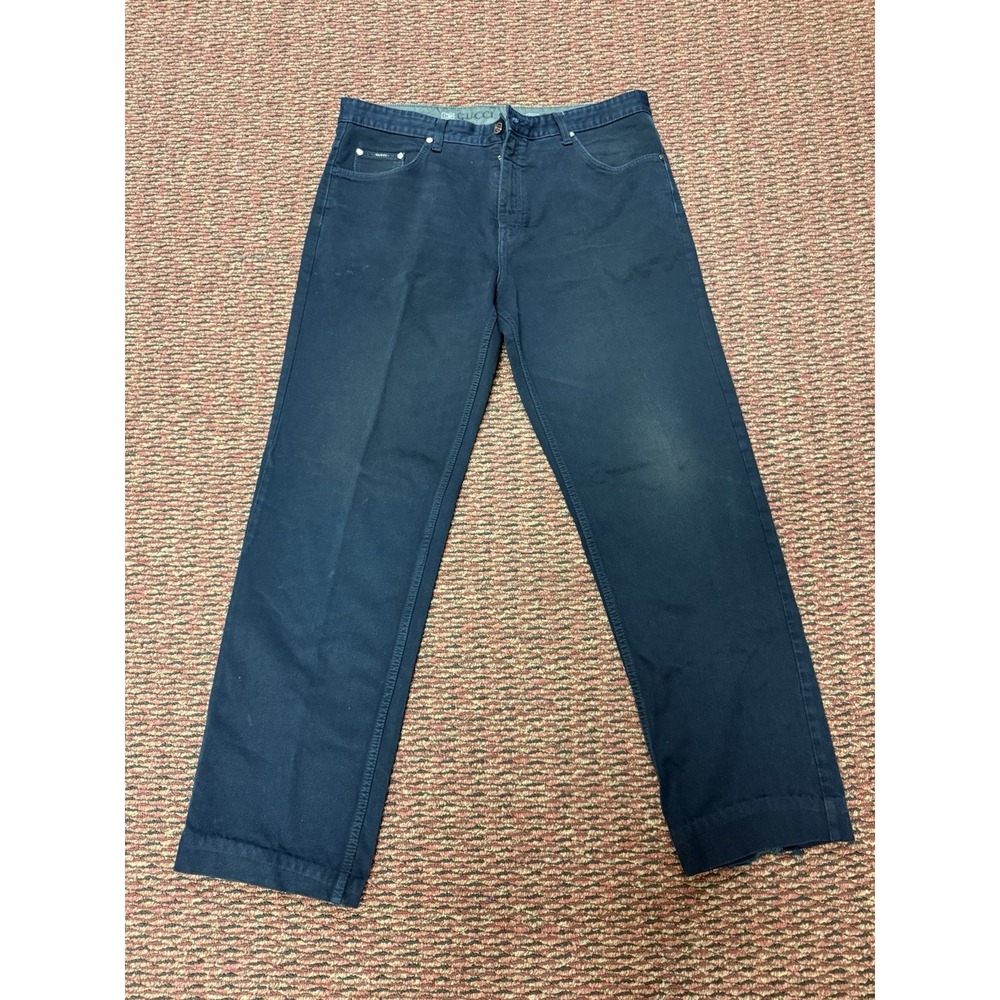 Vintage Gucci Mens Pants 40 X 34 Black Denim Jeans Tom Ford Italy Logo Hardware